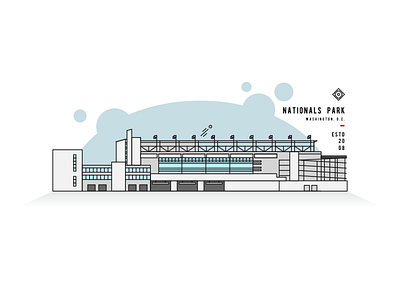 Nationals Park Line Art ballpark baseball dc icon illustration line mlb nationals nats park stadium washington