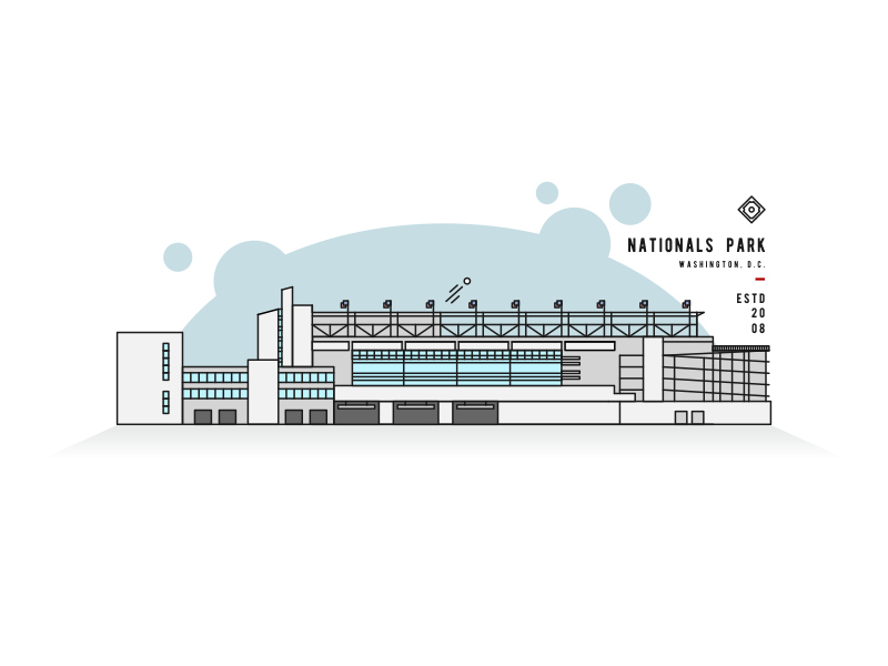 Nationals Park Line Art stadium mlb nats dc washington line park nationals illustration icon baseball ballpark
