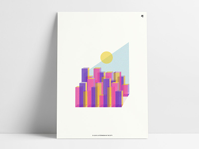 Afternoon in the City abstract afternoon art buildings city cityscape color geometric poster print shapes vintage