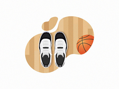 Basketball Shoes 2d basketball court flat grain illustration jordan overhead shoes texture wood xi
