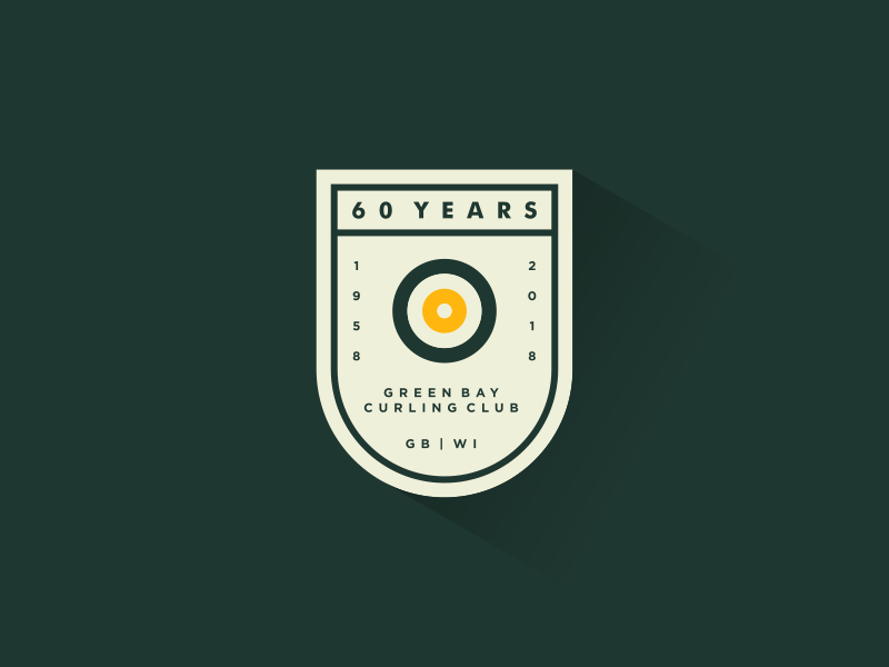 Green Bay Curling 60 Years design wisconsin typography logo lockup crest badge gb green bay years curling anniversary
