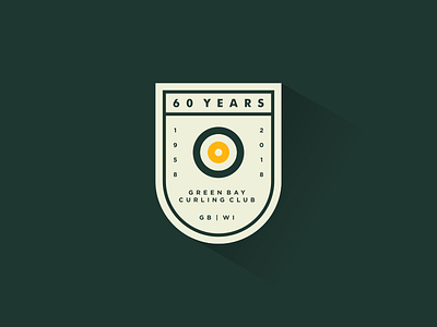 Green Bay Curling 60 Years anniversary badge crest curling design gb green bay lockup logo typography wisconsin years