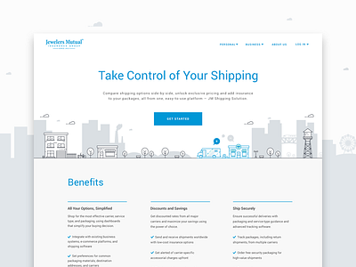 Shipping Solution Landing Page city clean design illustration jeweler jewelry landing page shipping ui ux web website