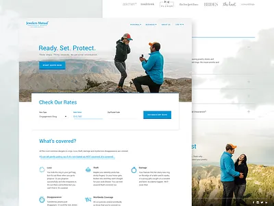 Engagement Landing Page coverage engagement groom homepage insurance jewelry landing ui ux web website wedding