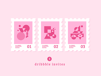 3x Dribbble Invites 3 3x abstract dribbble dribbble invitations dribbble invites geometric invitations invites join stamp three