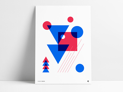 Abstract Red White Blue Poster abstract america blue circle geometric july poster red retro square triangle white