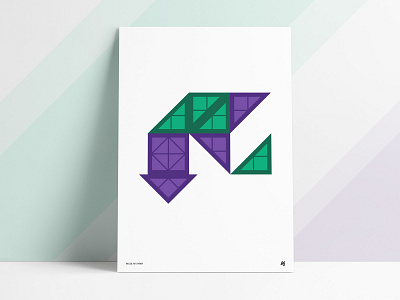 Magnet Shapes Poster abstract angled angles arrow arrows art geometric geometry green magnetic magnets poster print purple shapes squares triangles
