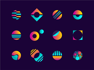 O My abstract branding colorful gradient icons identity illustration letter lettering lettermark logos marks monogram negative space o orange set teal type typography
