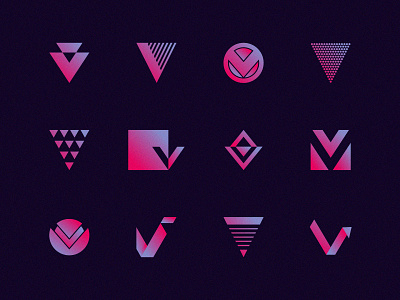 V's abstract branding designs gradient icon identity illustration letter lettermark logo logos mark monogram multiple purple random typography v v logo various