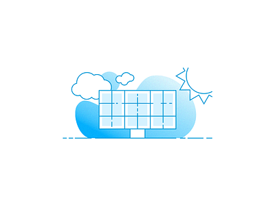 Solar Panel Illustration awareness blue clouds eco energy gradient grain green icon illustration line logo nature panels ray solar solar panel sun sunlight sunrays