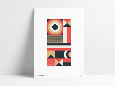 Geometric Poster abstract agrib art artwork blue circles clean colorful design geometric geometric illustration gold navy pattern poster print red shapes simple wall art