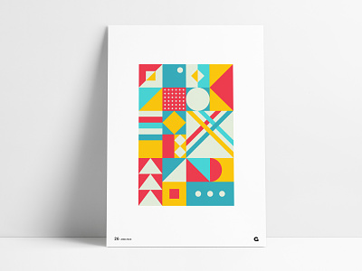 Poster 26 - Red, Yellow and Aqua abstract abstract art agrib aqua art bright color colorful decoration design geometric poster poster art poster challenge print red squares teal wall art yellow