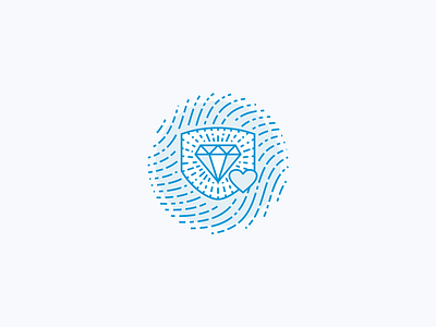 Fingerprint Shield Icon bling blue charity diamond finger fingerprint giveback heart icon illustration insurance jewelry line line art love print protect protection responsibility shield