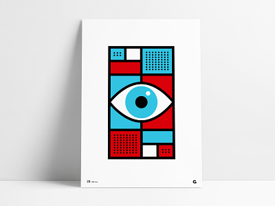 Poster 28 - See All abstract agrib art blue design eye eyeball geometric illustration pattern poster poster a day poster challenge print red retina see all shapes vision wall art