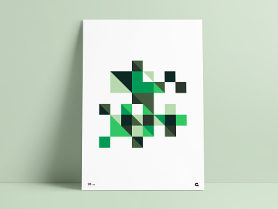 #30 - Minecraft Inspired Geometric Poster abstract agrib anthony art design geometric green illustration minecraft pixel pixelated pixels poster poster a day poster collection print shades squares triangles wall art