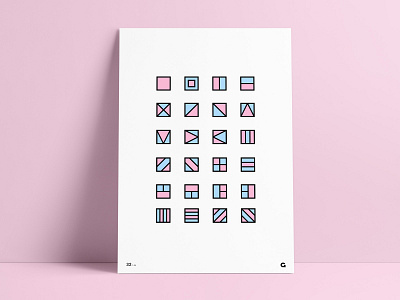 #32 - Geometric Containers Poster abstract agrib art blue collection container containers design fill filled geometric illustration line line art pink poster poster a day poster challenge print wall art