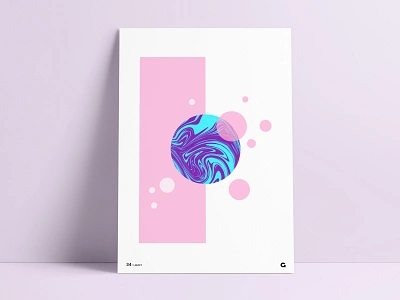 Poster 34 - Liquid Fill abstract agrib anthony ball balls blue bubble bubbles circle circular fill geometric liquid liquid fill pink poster poster challenge print purple wall art