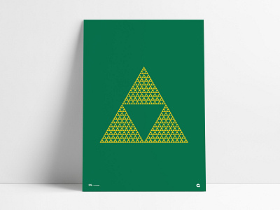 Poster 35 - Triforce agrib classic force geometric gold green legend legend of zelda nes nintendo poster poster collection print shield tri tri force triforce wall art yellow zelda