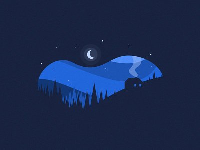Cold Cottage Night agrib blue chilly chimney cold cool corel coreldraw cottage fire home house icon illustration negative space night smoke vector wavy winter