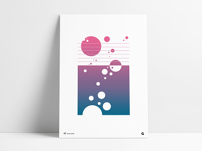 Poster 42 - Dusk Rising abstract art abstract geometric agrib anthony blue bubbles circles dusk geometric geometric abstract geometric art navy pink poster poster art poster collection print puprle rising vertical
