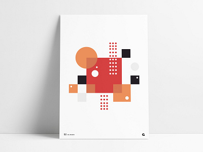 Poster 52 - Geometric Blocks abstract agrib art print blocks circles dots geometric geometrical orange overlapping poster poster a day poster design poster designer poster series print print design red squares wall art