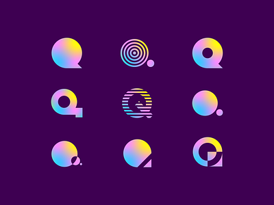 Q Mesh Gradients abstract agrib blue branding colorful gradient icons letter letter q lettering lettermark lettermarks logo mesh mesh gradient meshfill negative space pink q yellow