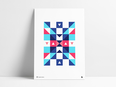 Geometric Block Triangle X Poster