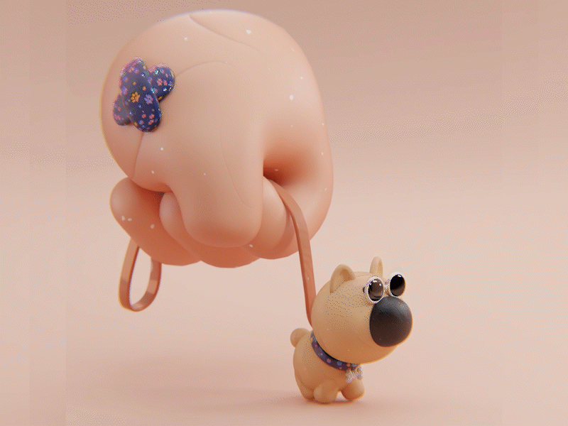 "BOSS 🐕 " 3d animation art clay cute design dog funny game illustration loop motion graphics walk