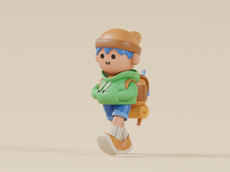 Fanart Let's Walk 3d animation art boys clay cute cycle design game illustration isometric loop lowpoly motion graphics travel ui ux walk