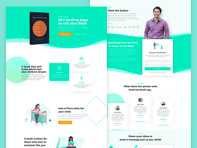 Bookly - Landing Page abstract design color divi ebook green illustration landing services theme design ui ux website