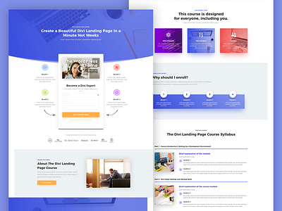 Corsy - Landing Page blue color courses divi landing landing page sales page theme design ui ux web design website