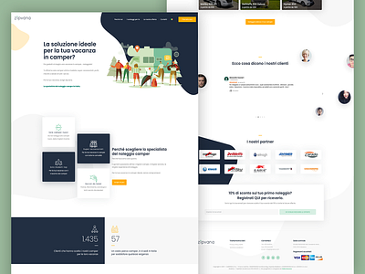 Zipvana - Homepage abstract design camper color illustrations landing motorhome rental services ui ux website