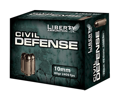 Liberty Civil Defense Handgun Ammunition 10mm Auto 60 Grain animation