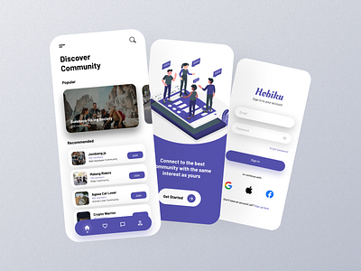 Hobiku - Social Media App with Various Interest Communities app mobile purple ui