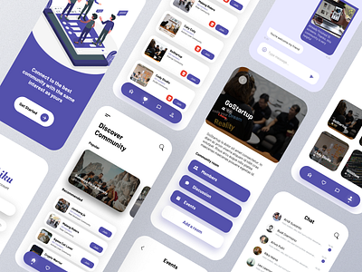 Hobiku - Social Media App with Various Interest Communities app mobile purple ui