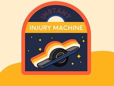 Instant Injury Machine illustration injury nasa onewheel patch procreate retro space sticker vintage wheel wheels