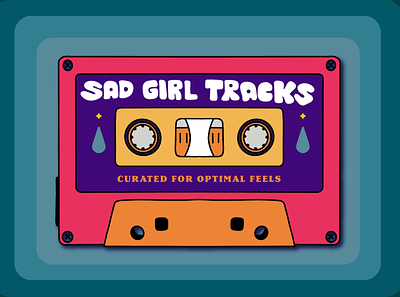 Sad Girl Tracks design feels graphic design illustration patch procreate retro stickers tape typography vintage vintagetape vintagetapes