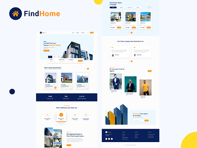 FindHome Landing Page 3d animation app branding creative design dream graphic design home house illustration logo motion graphics new rent trending trends ui