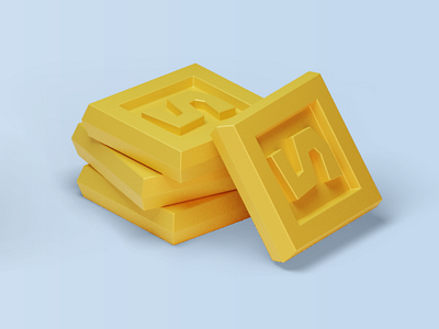 Cubic Coins 3d b3d blender coins cubic cycles design gold icon illustration money render