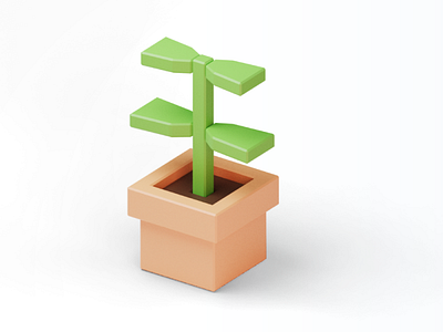 Cubic Plant 3d b3d blender cubic cycles icon illustration plant pot render