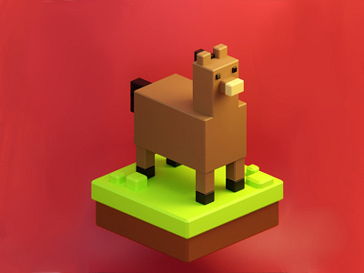 Cubic Horse 3d animal colorful cubic cute farm gameart horse illustration lowpoly minimalistic render