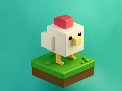 Cubic Chicken 3d animal chicken colorful cubic cute design farm illustration render