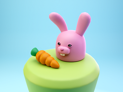 Bunny & Carrot 3d 3d design 3d illustration b3d blender blue sky bunny carrot colorful cute grass happy hungry illustration rabbit vegetable