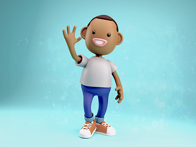 Happy Dude 3d 3d illustration 3d modelling amiable b3d blue background character colorful cute delight friendly good happy joy openhearted render saturated sociable stylized waving
