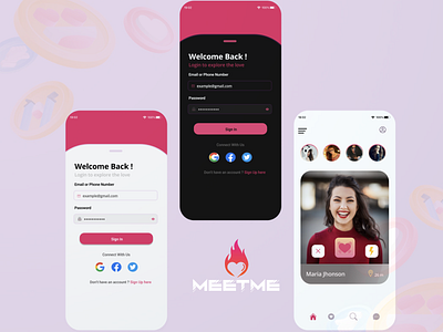 MeetMe - Dating App UI app design graphic graphic design ui ui design ux