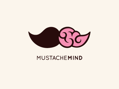 Mustache Mind brain communication consultant flat line logo icon mind mr mustache smart clever social media talk speech bubble translation
