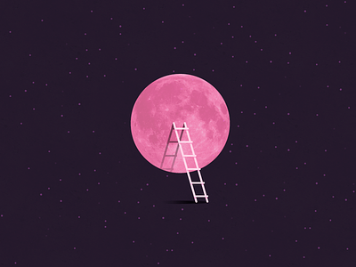 Pink Full Moon Tonight! april full illustration ladder minimal moon pink
