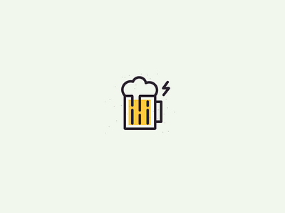 Thunderbar, wunderbar! brew drink beer cloud flat line logo icon minimal simple raining restaurant bar smart clever thunder weather