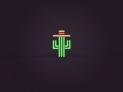 Neon Cactus cactus cacti doodle fast food restaurant flat line illustration logo icon minimal simple neon light night club plant smart clever taco mexican tapas bar