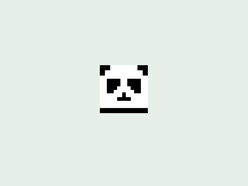 Pixel Panda animal black white digital flat line gif animation logo icon minimal simple panda pixel square
